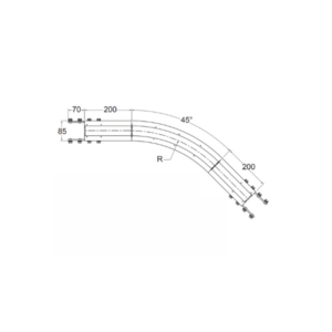 DM3 Horizontal Plain Bend 45 Degrees