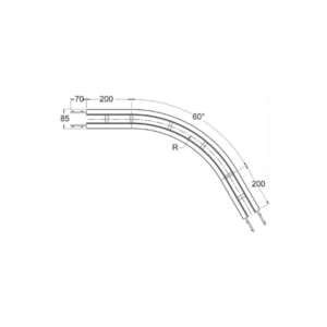 MM3 Horizontal Plain Bend 60 Degrees