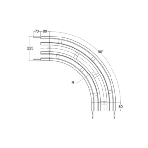 MX2 Horizontal Plain Bend 90 Degrees